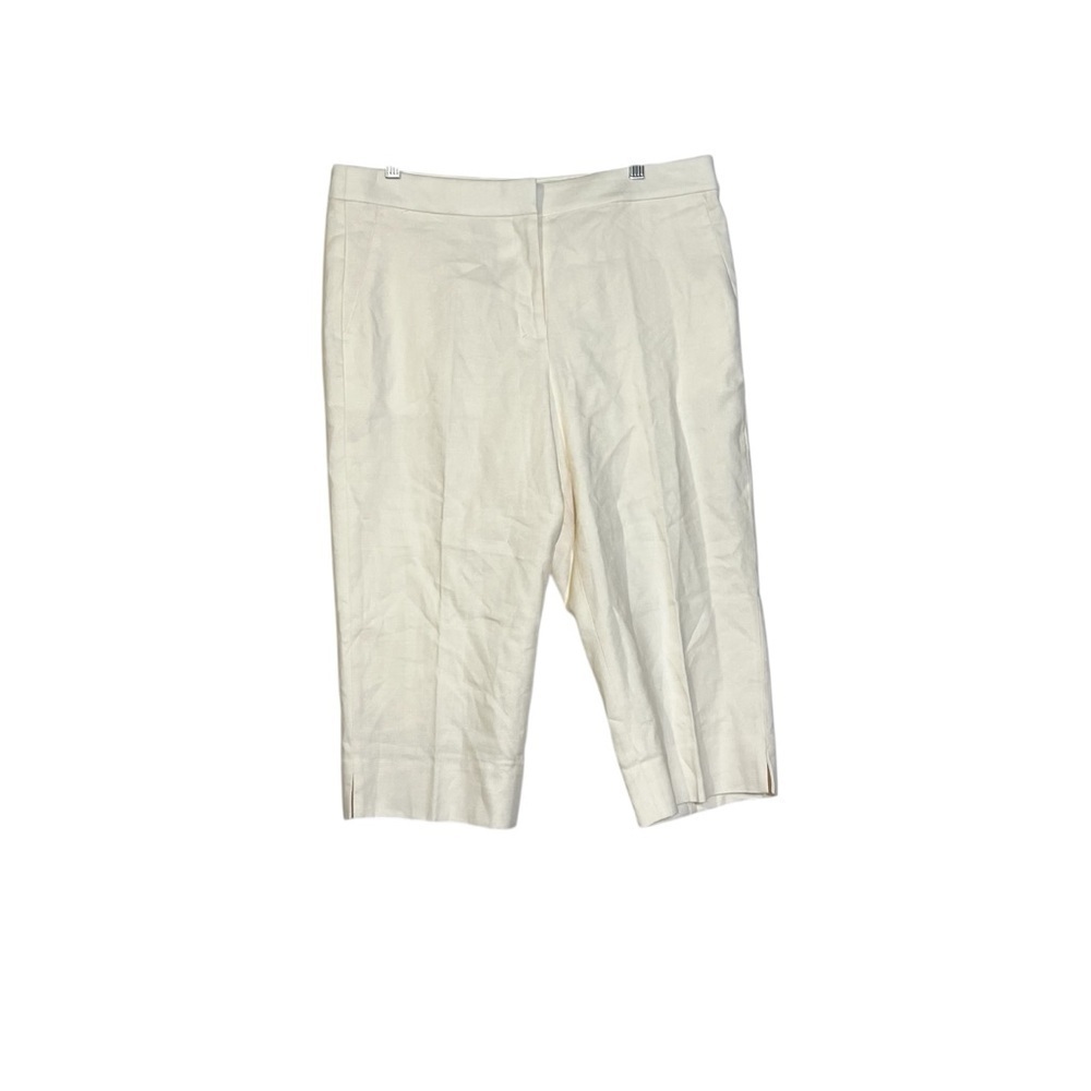 J. Crew Kate Capri Pants Ivory Linen Blend Size 14 Tall Cropped Wide Leg NWT